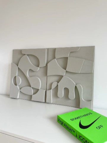 3D Abstract Relief Wall Art – Home Decor Sculpture - (Set of 2)