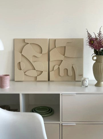3D Abstract Relief Wall Art – Home Decor Sculpture - (Set of 2)