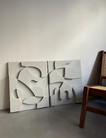 3D Abstract Relief Wall Art – Home Decor Sculpture - (Set of 2)