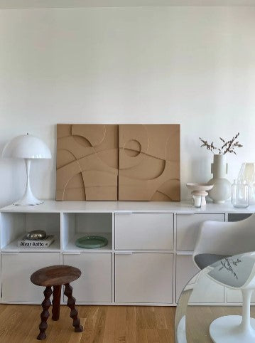 3D Abstract Relief Wall Art – Home Decor Sculpture - (Set of 2