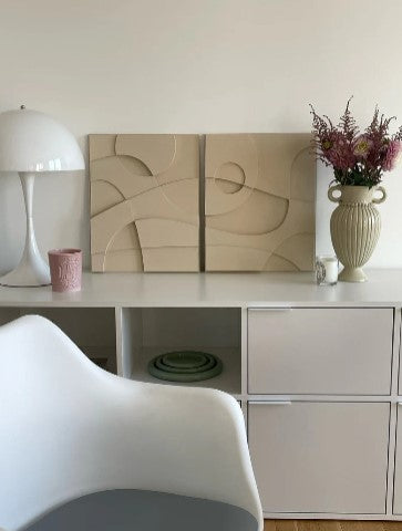 3D Abstract Relief Wall Art – Home Decor Sculpture - (Set of 2
