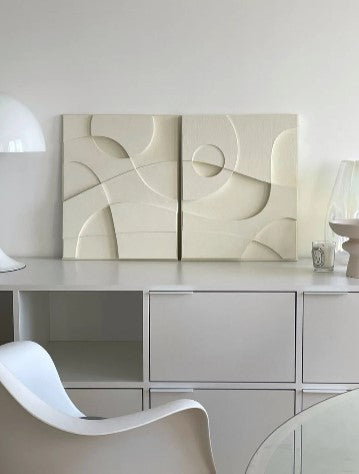 3D Abstract Relief Wall Art – Home Decor Sculpture - (Set of 2