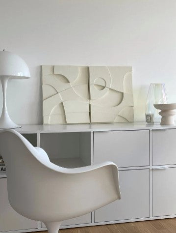 3D Abstract Relief Wall Art – Home Decor Sculpture - (Set of 2