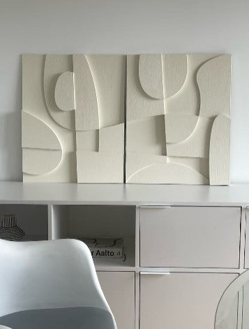 3D Abstract Relief Wall Art – Home Decor Sculpture - (Set of 2)