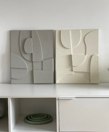 3D Abstract Relief Wall Art – Home Decor Sculpture - (Set of 2)