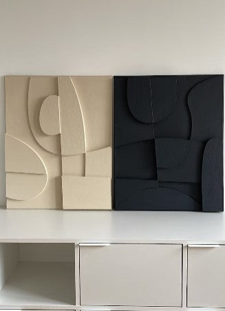 3D Abstract Relief Wall Art – Home Decor Sculpture - (Set of 2)