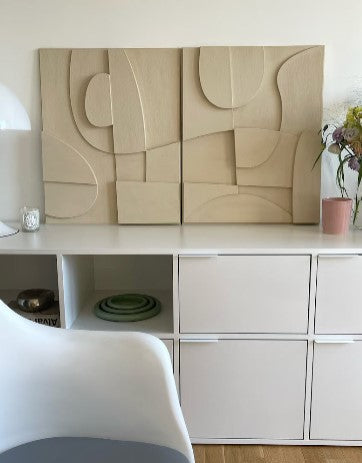 3D Abstract Relief Wall Art – Home Decor Sculpture - (Set of 2)