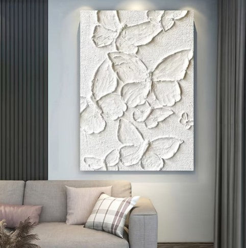 Painting on Canvas Butterfly Plaster Painting Minimalist Wall Art