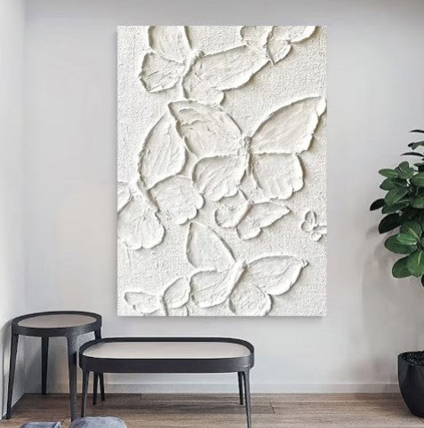 Painting on Canvas Butterfly Plaster Painting Minimalist Wall Art