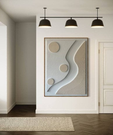 Beige and white abstract 3D textured wall art