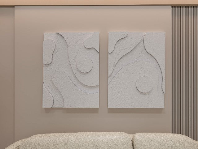 3D Abstract Relief Wall Art – Home Décor Sculpture - (Set of 2)
