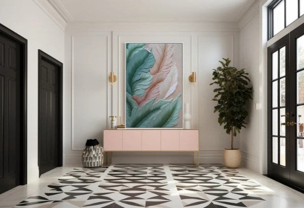 Colorful abstract Leafs 3D wall art